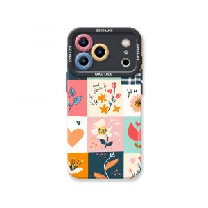 Floral Patchwork Charm Silicone Case for Apple iPhone Series