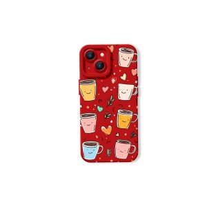 Smiley Coffee Cups Hearts Silicone Case for Apple iPhone Series