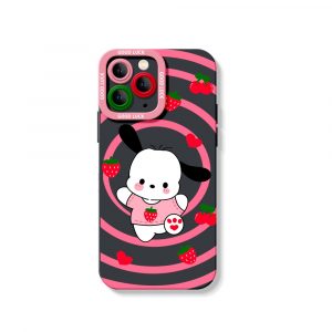 Cute Puppy & Strawberry Swirl Silicone Case for Apple iPhone Series