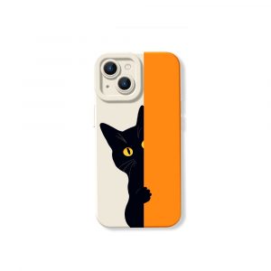 Black Cat Charm Silicone Case for Apple iPhone Series - iPhone 13, White