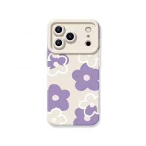Lavender Pattern Silicone Case for Apple iPhone Series - iPhone 17 Pro Max, White