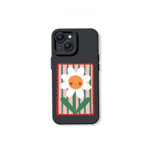 Smiling Daisy on Stripes Silicone Case for Apple iPhone Series