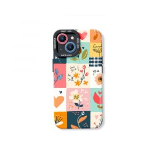 Floral Patchwork Charm Silicone Case for Apple iPhone Series
