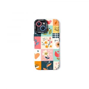 Floral Patchwork Charm Silicone Case for Apple iPhone Series