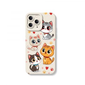 Charming Kawaii Kittens Silicone Case for Apple iPhone Series