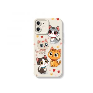 Charming Kawaii Kittens Silicone Case for Apple iPhone Series