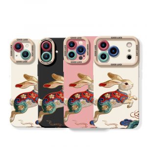 Vibrant Rabbit Art Silicone Case for Apple iPhone Series