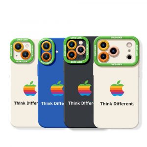 Retro Rainbow Apple Logo Silicone Case for Apple iPhone Series