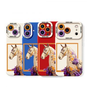 Floral Elegance Horse Design Silicone Case for Apple iPhone Series