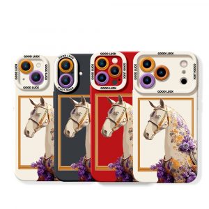 Floral Elegance Horse Design Silicone Case for Apple iPhone Series