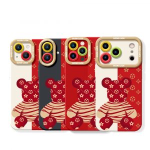 Luxe Teddy Charm Silicone Case for Apple iPhone Series