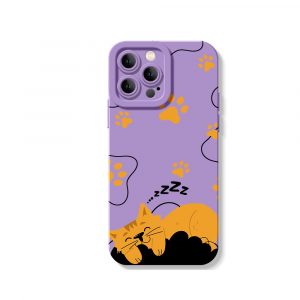 Cozy Cat Nap Paw Print Silicone Case for Apple iPhone Series