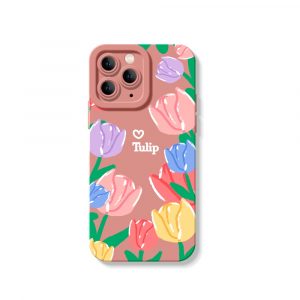 Colorful Tulip Blossom Silicone Case for Apple iPhone Series
