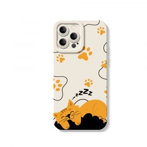 Cozy Cat Nap Paw Print Silicone Case for Apple iPhone Series