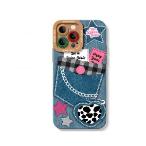 Retro Denim Charm Silicone Case for Apple iPhone Series