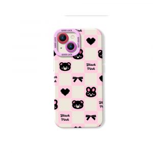 Charming Black Checkered Bears Silicone Case for Apple iPhone Series