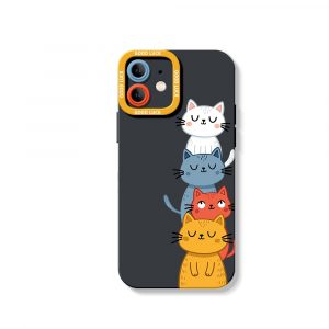 Charming Cat Stack Silicone Case for Apple iPhone Series