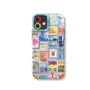 Vintage Postage Stamp Collage Silicone Case for Apple iPhone Series