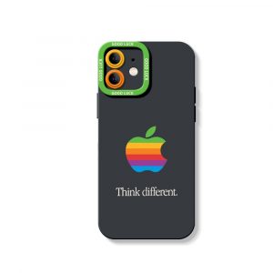 Retro Rainbow Apple Logo Silicone Case for Apple iPhone Series