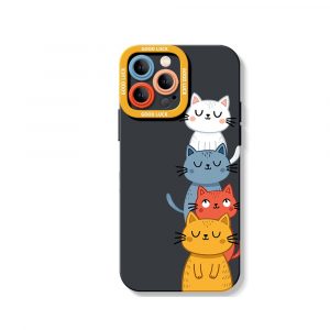 Charming Cat Stack Silicone Case for Apple iPhone Series