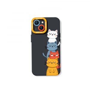 Charming Cat Stack Silicone Case for Apple iPhone Series