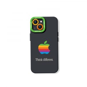 Retro Rainbow Apple Logo Silicone Case for Apple iPhone Series