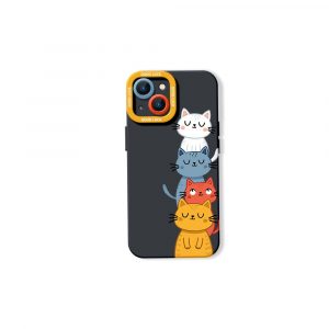 Charming Cat Stack Silicone Case for Apple iPhone Series