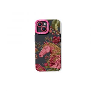 Elegant Horse & Floral Pattern Silicone Case for Apple iPhone Series
