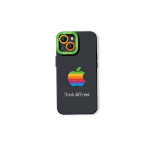 Retro Rainbow Apple Logo Silicone Case for Apple iPhone Series