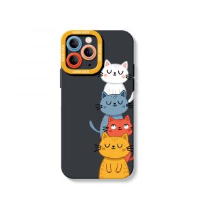 Charming Cat Stack Silicone Case for Apple iPhone Series
