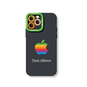 Retro Rainbow Apple Logo Silicone Case for Apple iPhone Series