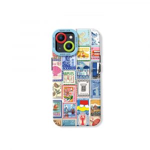 Vintage Postage Stamp Collage Silicone Case for Apple iPhone Series
