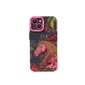 Elegant Horse & Floral Pattern Silicone Case for Apple iPhone Series