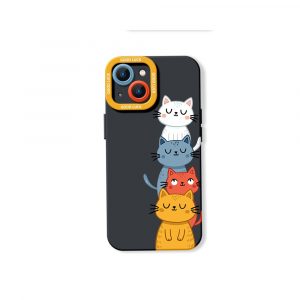Charming Cat Stack Silicone Case for Apple iPhone Series