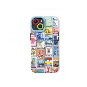 Vintage Postage Stamp Collage Silicone Case for Apple iPhone Series