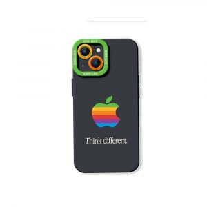Retro Rainbow Apple Logo Silicone Case for Apple iPhone Series