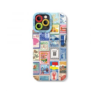 Vintage Postage Stamp Collage Silicone Case for Apple iPhone Series