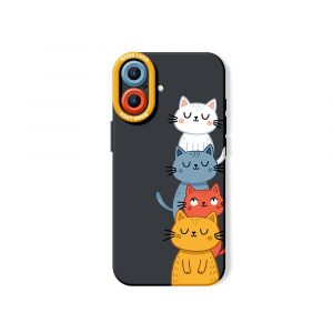 Charming Cat Stack Silicone Case for Apple iPhone Series