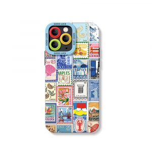 Vintage Postage Stamp Collage Silicone Case for Apple iPhone Series