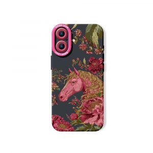 Elegant Horse & Floral Pattern Silicone Case for Apple iPhone Series