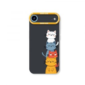 Charming Cat Stack Silicone Case for Apple iPhone Series