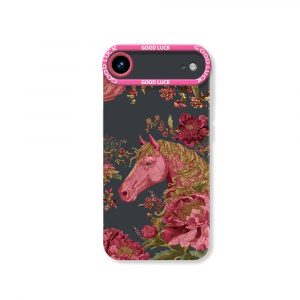 Elegant Horse & Floral Pattern Silicone Case for Apple iPhone Series