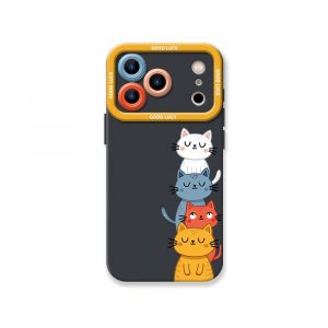 Charming Cat Stack Silicone Case for Apple iPhone Series