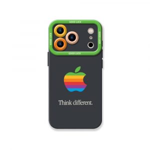 Retro Rainbow Apple Logo Silicone Case for Apple iPhone Series