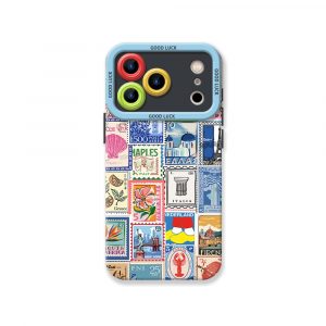 Vintage Postage Stamp Collage Silicone Case for Apple iPhone Series