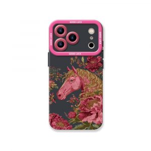 Elegant Horse & Floral Pattern Silicone Case for Apple iPhone Series