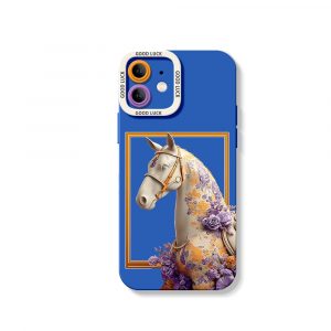 Floral Elegance Horse Design Silicone Case for Apple iPhone Series