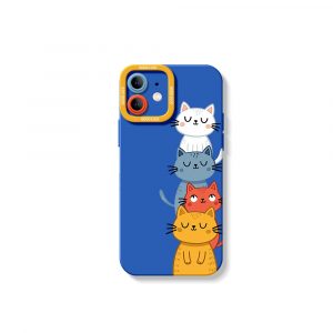 Charming Cat Stack Silicone Case for Apple iPhone Series