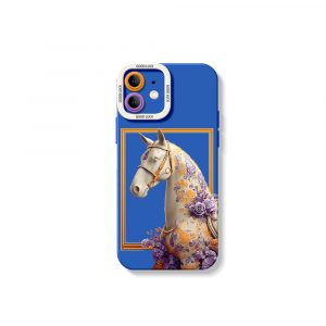 Floral Elegance Horse Design Silicone Case for Apple iPhone Series