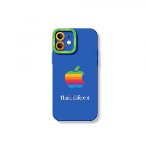 Retro Rainbow Apple Logo Silicone Case for Apple iPhone Series